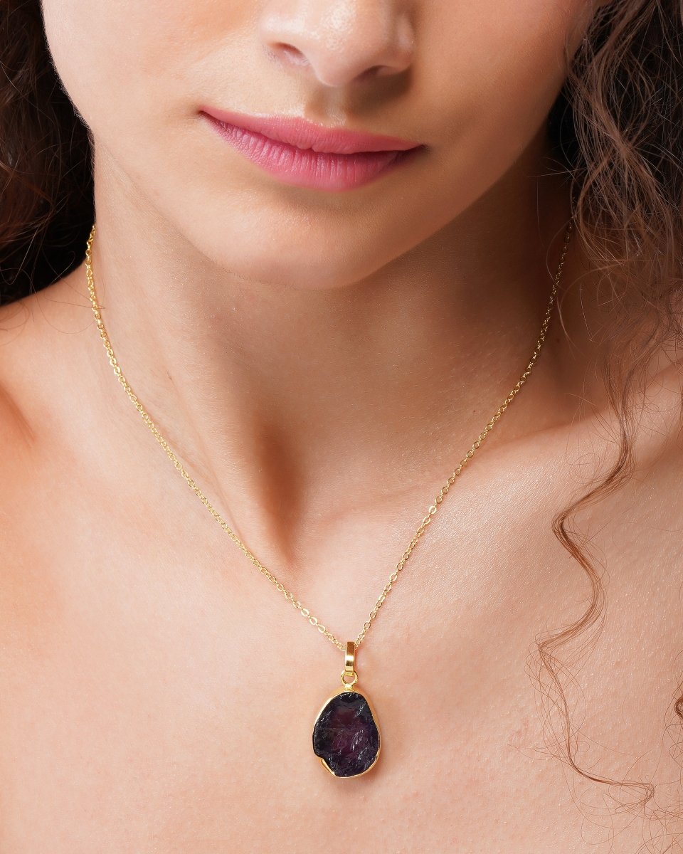 92.5 Sterling Silver Moonlight Solo Amethyst Pendant Necklace - Jiaarajewellery