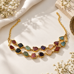 Stone Symphony double layer Necklace- Multicolor
