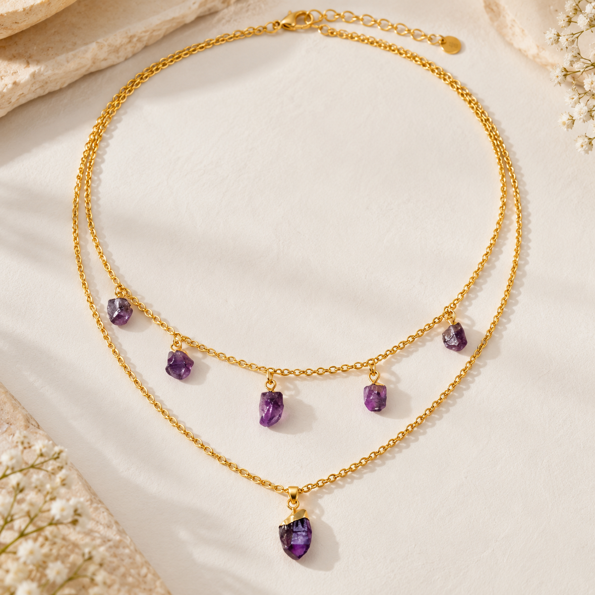 MC Paris Amethyst Double Layer Necklace
