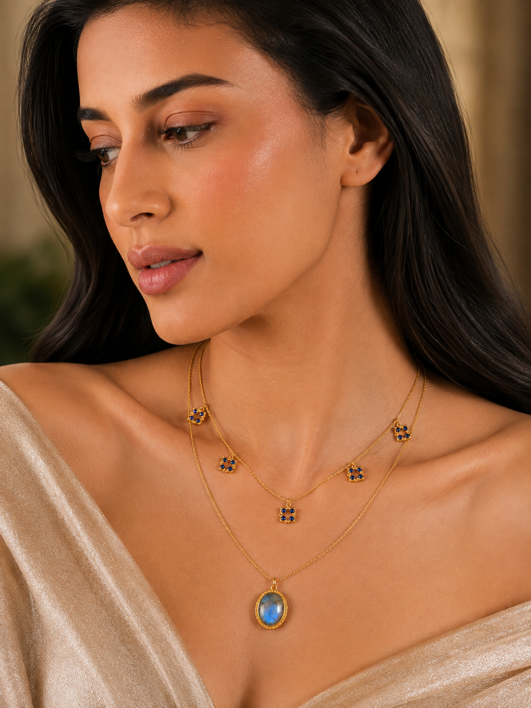 MC Paris Labradorite Double Layer Necklace