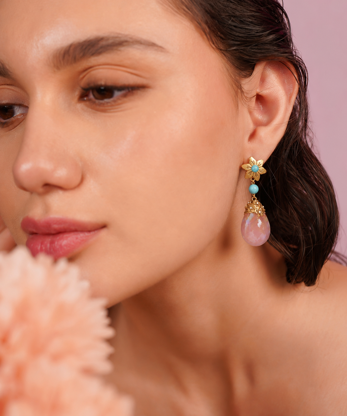 MC Paris Pink Opal Botanical Earrings