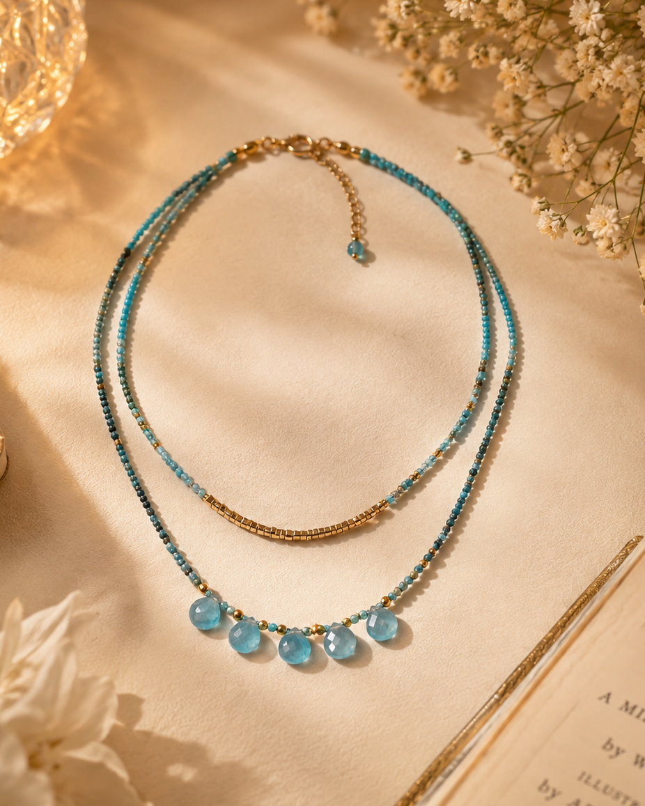 MC Paris Tourmaline Double layer Pendant- Blue