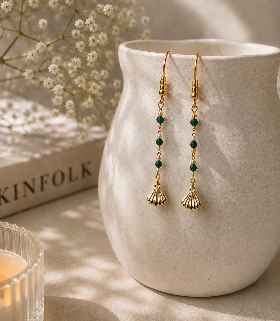 MC Paris Green Onyx Beads Parisian Earrings