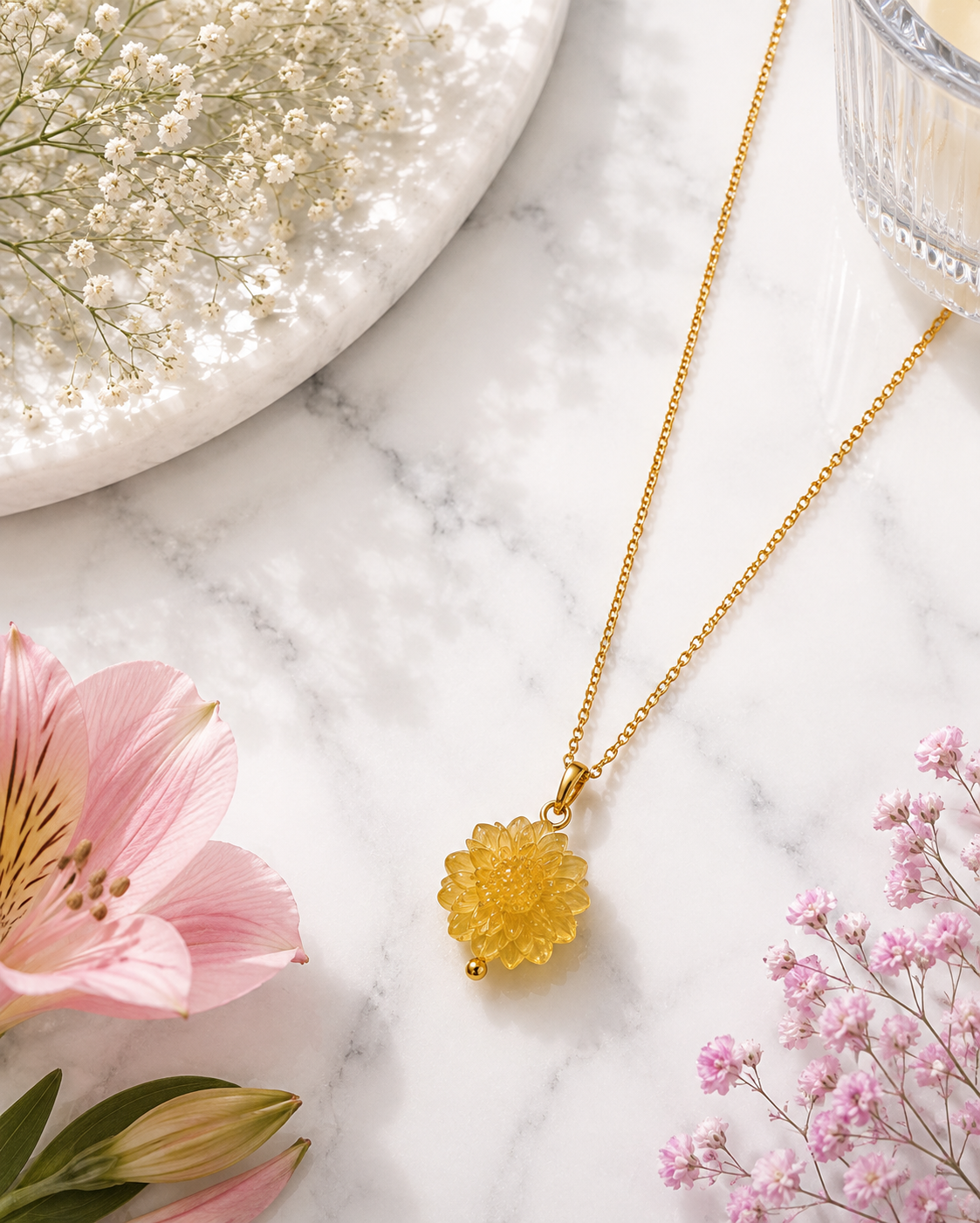 MC Paris November Chrysanthemum Birthstone Pendant