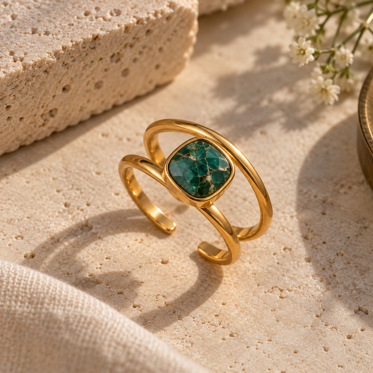 Green Mohave dual Cuff Ring