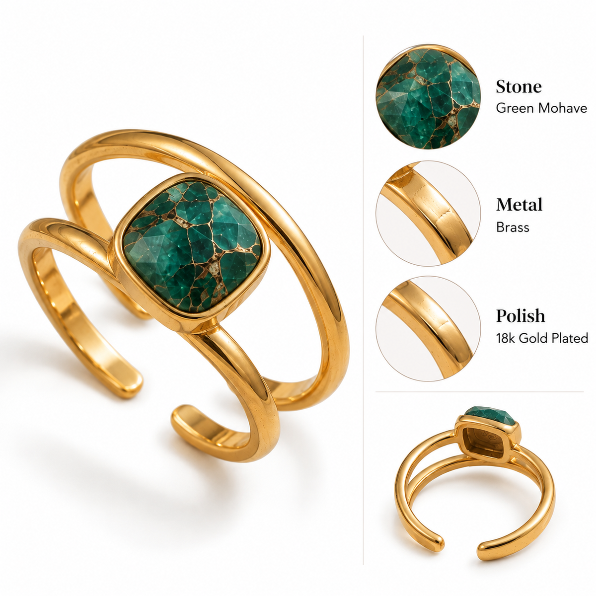 Green Mohave dual Cuff Ring