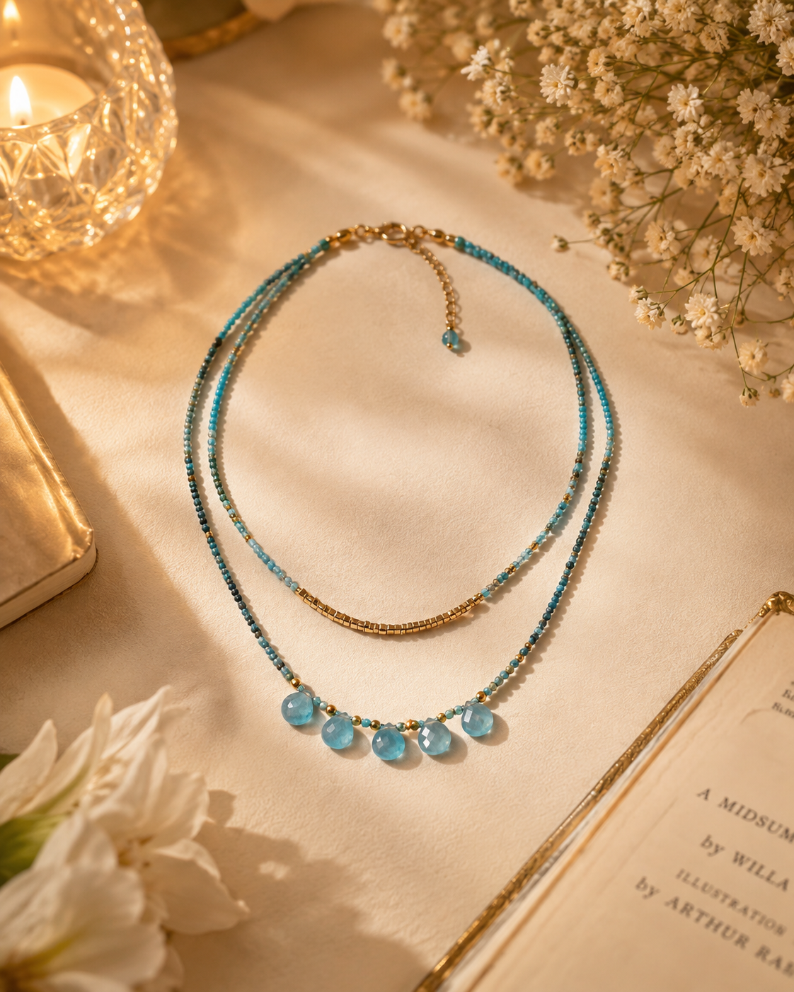 MC Paris Tourmaline Double layer Pendant- Blue