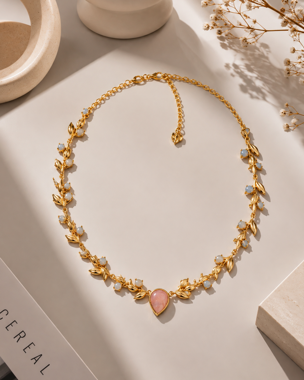 MC Paris Pink Opal Botanical Necklace