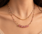 MC Paris Tourmaline Double layer Pendant- Pink