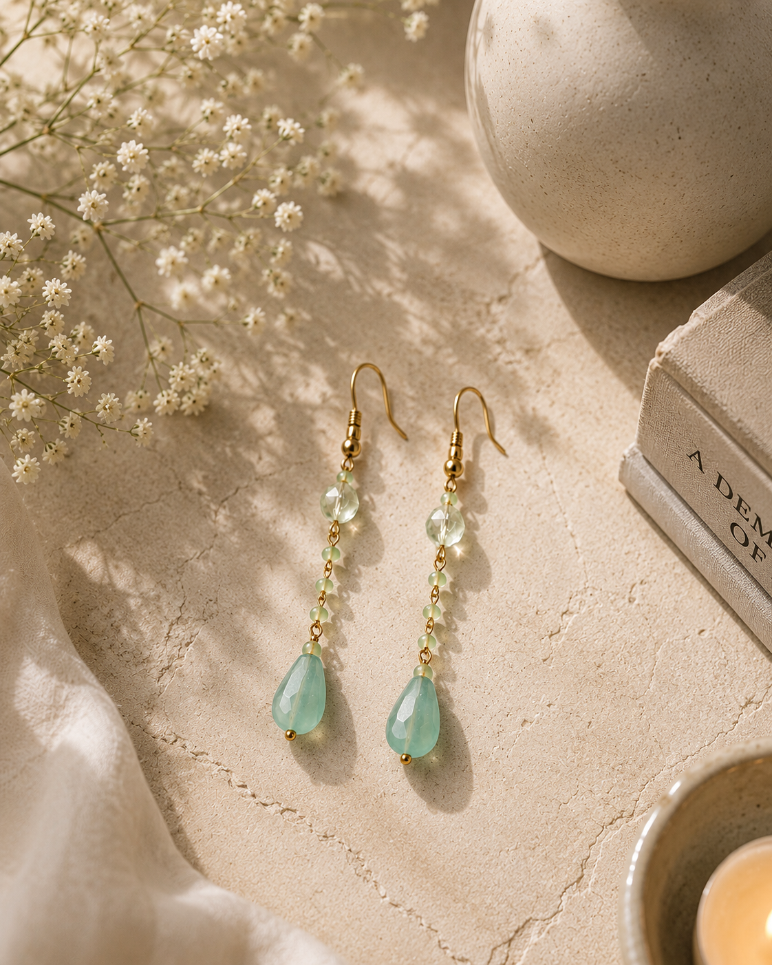 MC Paris Green Onyx Beads Parisian Earrings