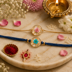 Real Flower Rakhi - Bhaiya & Bhabhi Rakhi Set