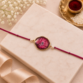 Solar Druzy Stone Thread Rakhi - Ruby