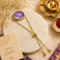 Solar Druzy Stone Chain Rakhi- Purple