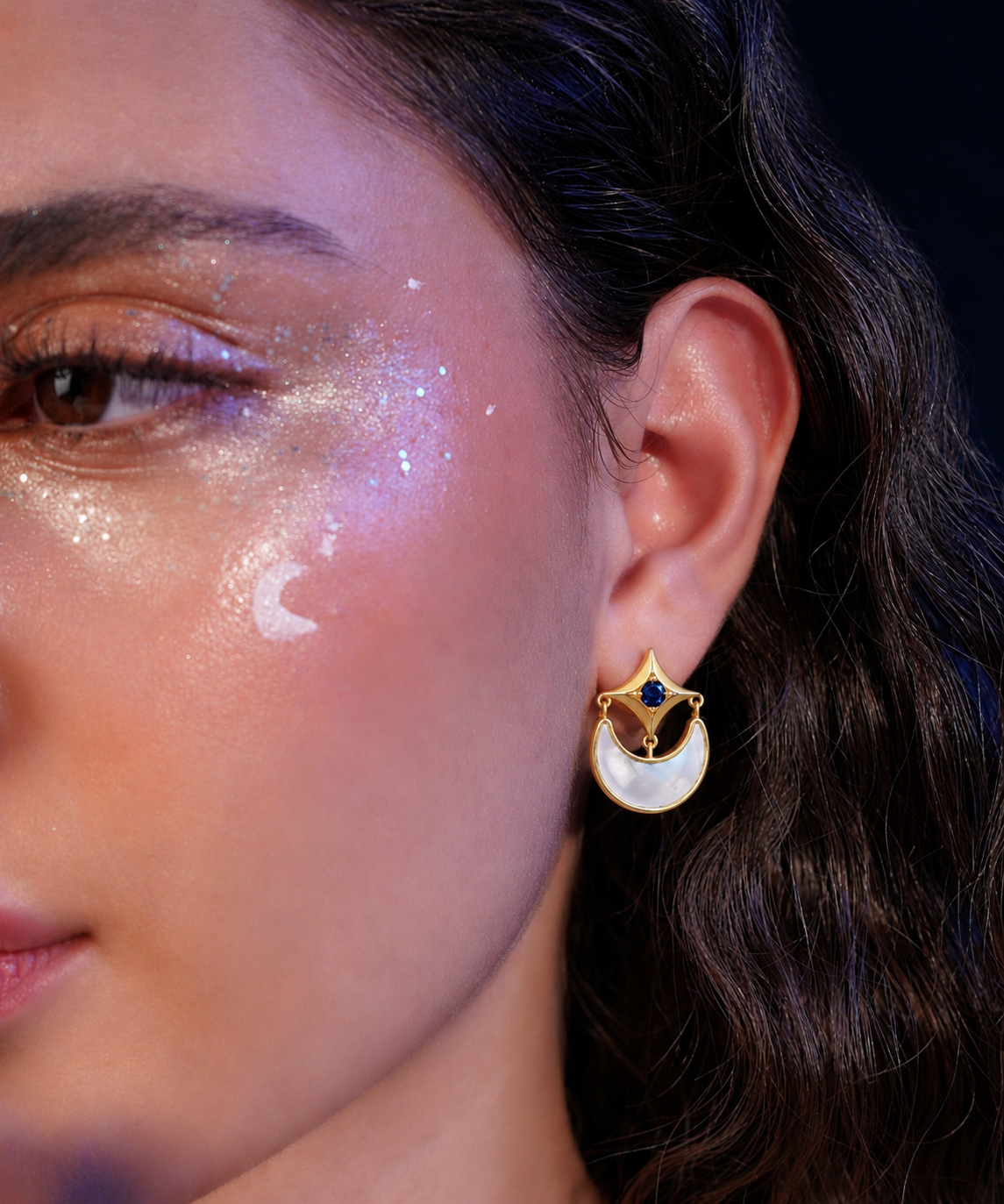 MC Paris Labradorite Moon Earrings