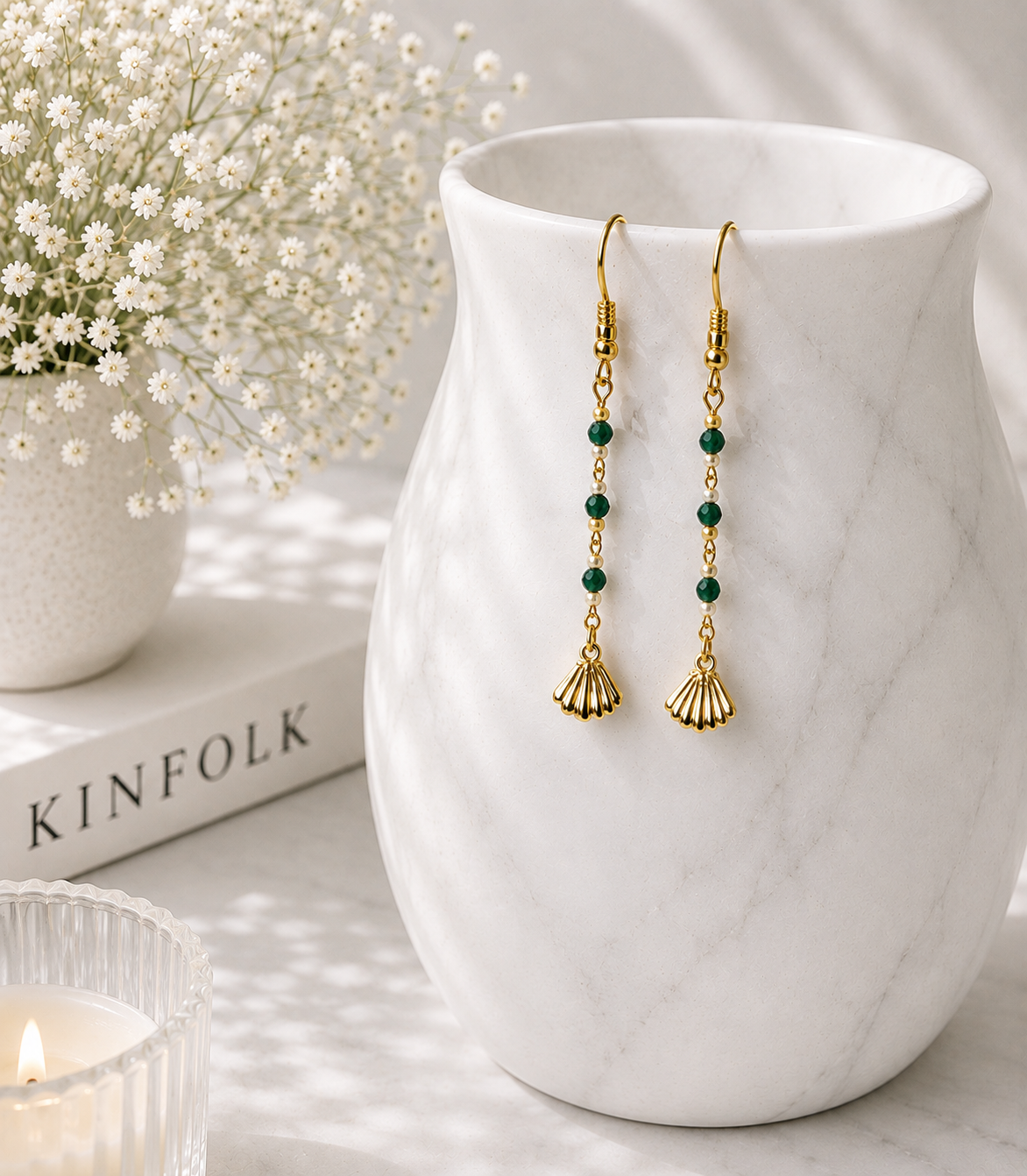 MC Paris Green Onyx Beads Parisian Earrings