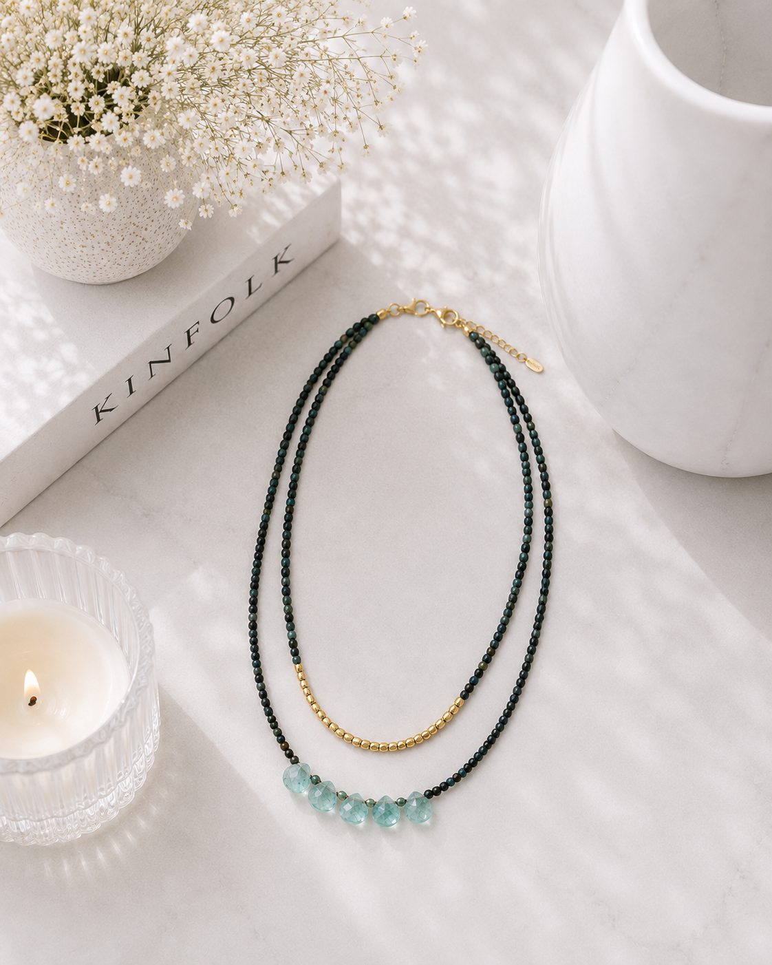 MC Paris Tourmaline Double layer Pendant- Blue