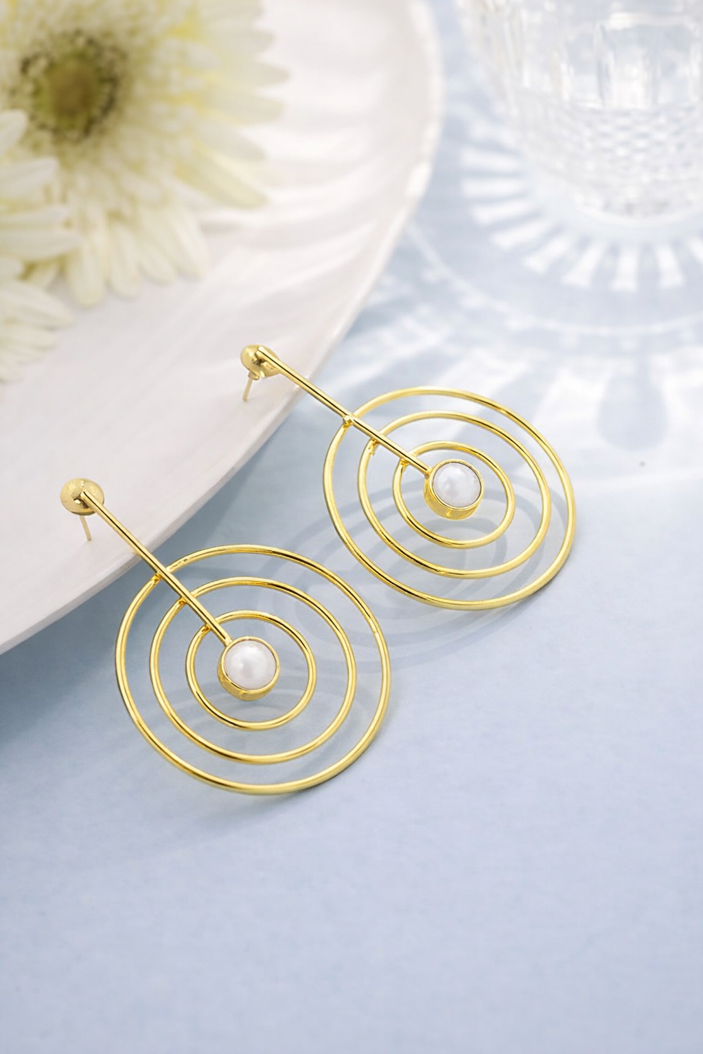 SunStone Spiral Wire Earrings-white
