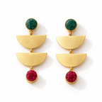 Dual Moon Raw Stone Earrings
