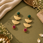 Dual Moon Raw Stone Earrings