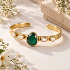 Green Onyx Textured Cuff Bracelet