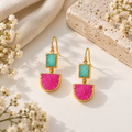 Solar Druzy Fuchsia Pink Statement Earrings