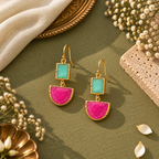 Solar Druzy Fuchsia Pink Statement Earrings