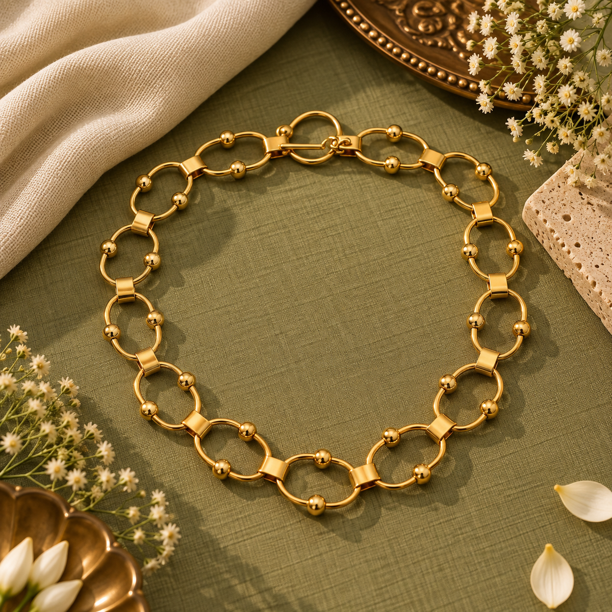 Radiant Brass Chainlink Necklace