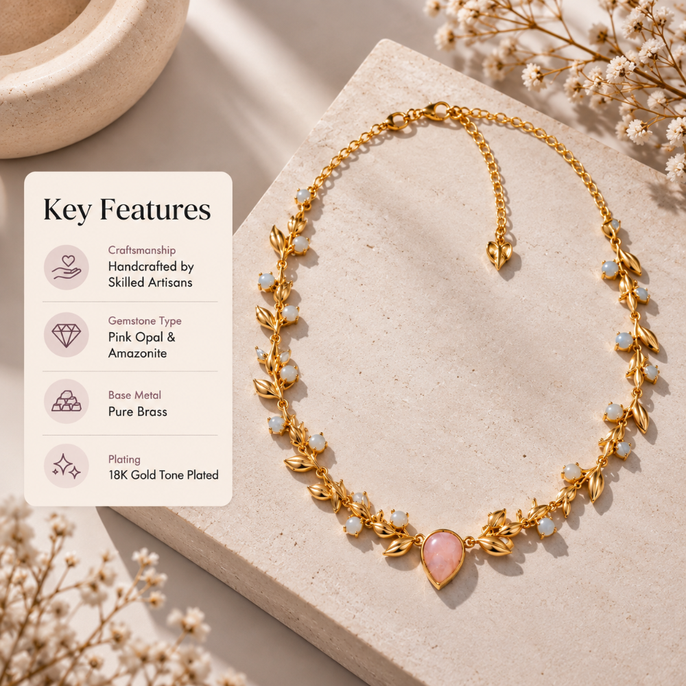 MC Paris Pink Opal Botanical Necklace