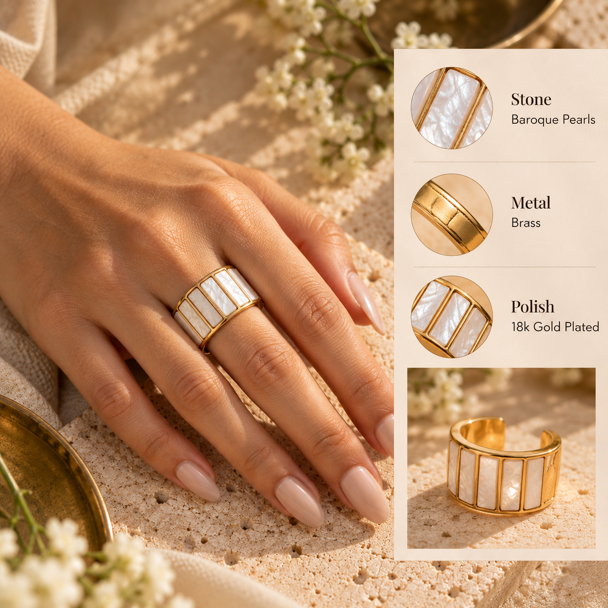 Baroque Pearl Band Ring