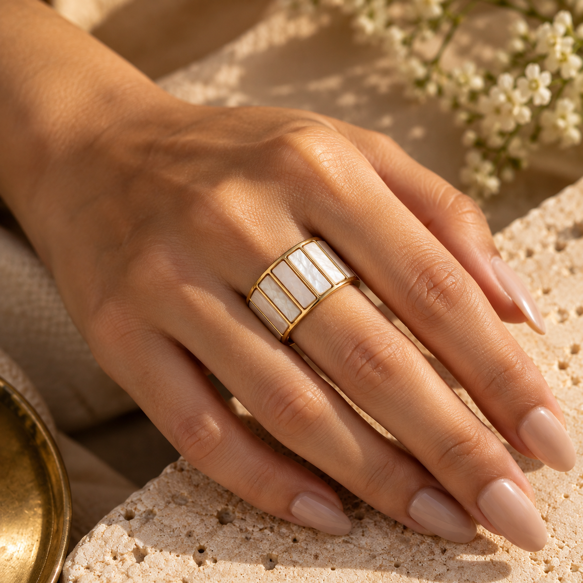 Baroque Pearl Band Ring