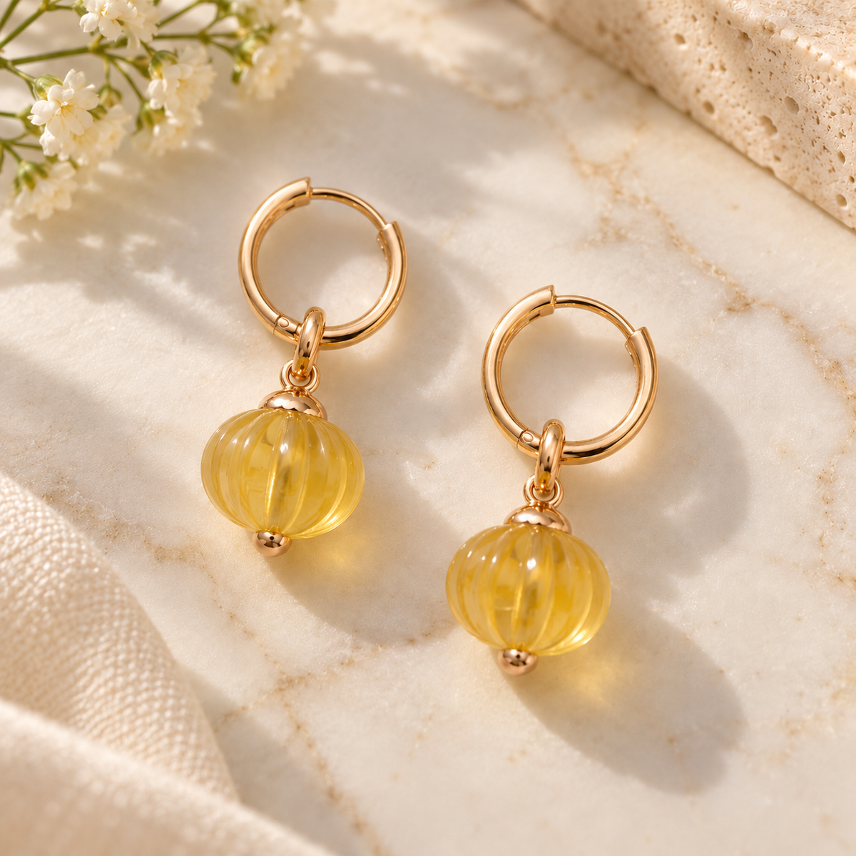 MC Paris Lemon Quartz Parisian Earrings