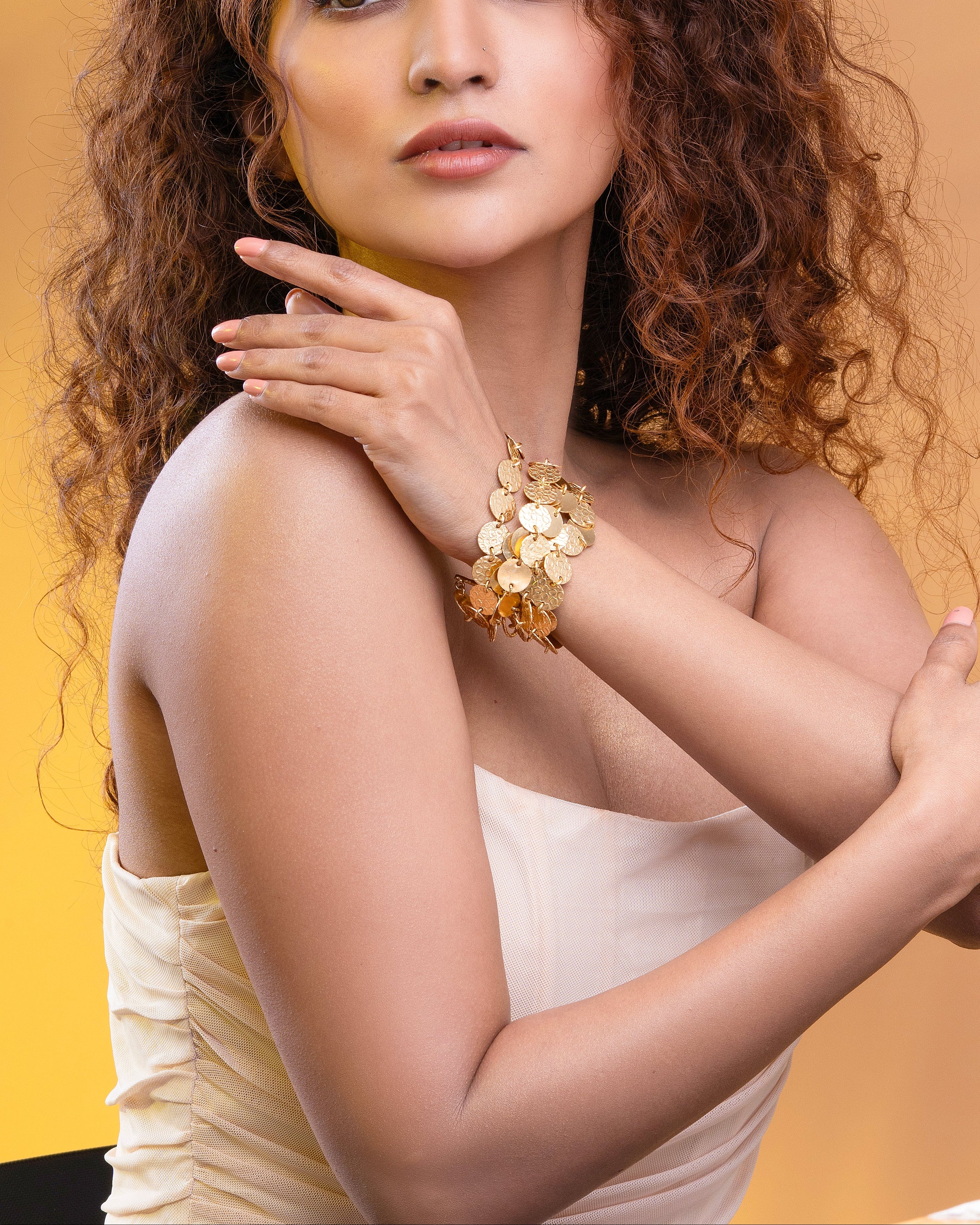 Multilayered Shimmery Coins Bracelet