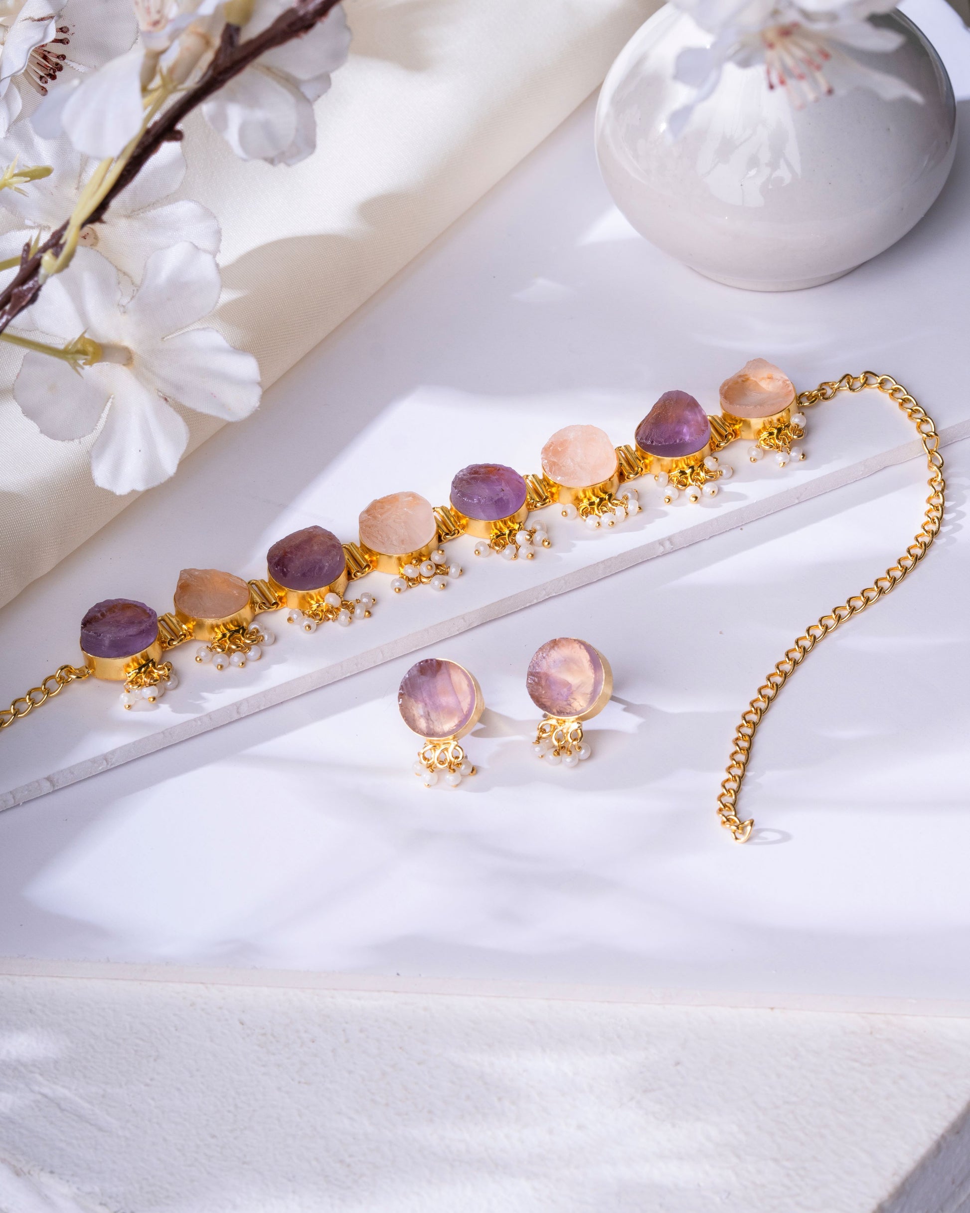 Whispering Stones Multicolor Choker Set -Pastel