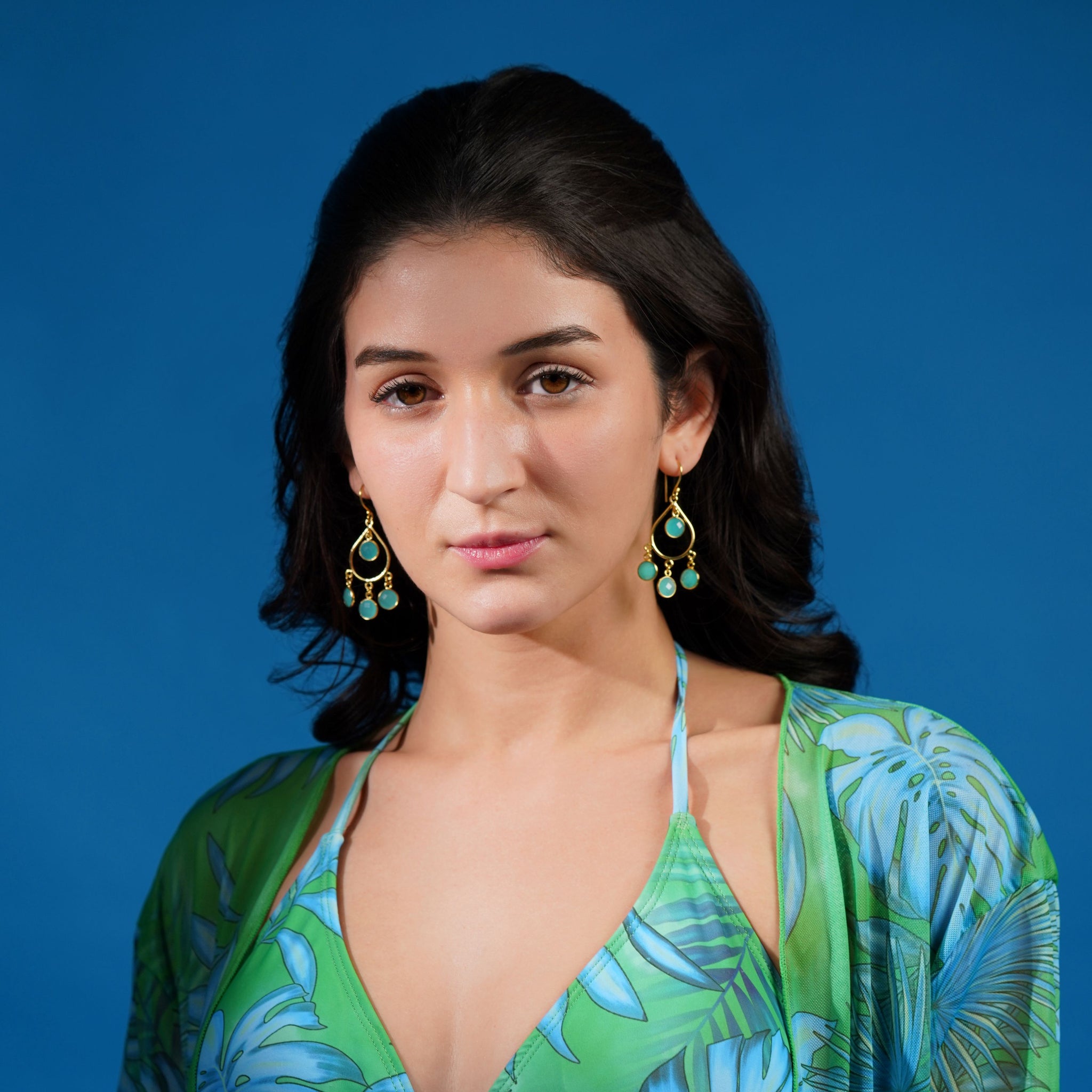 Aqua Chalcedony Drop Earrings