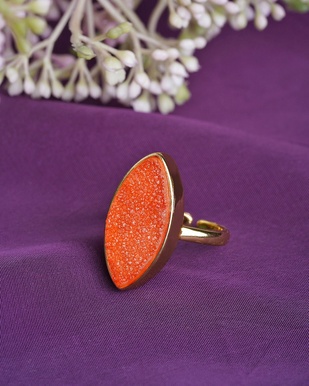 Royal Solar Druzy Brass Orange Ring