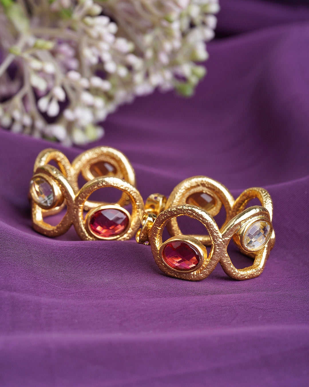 Multicolor Crystal Stone Studded hive Earrings