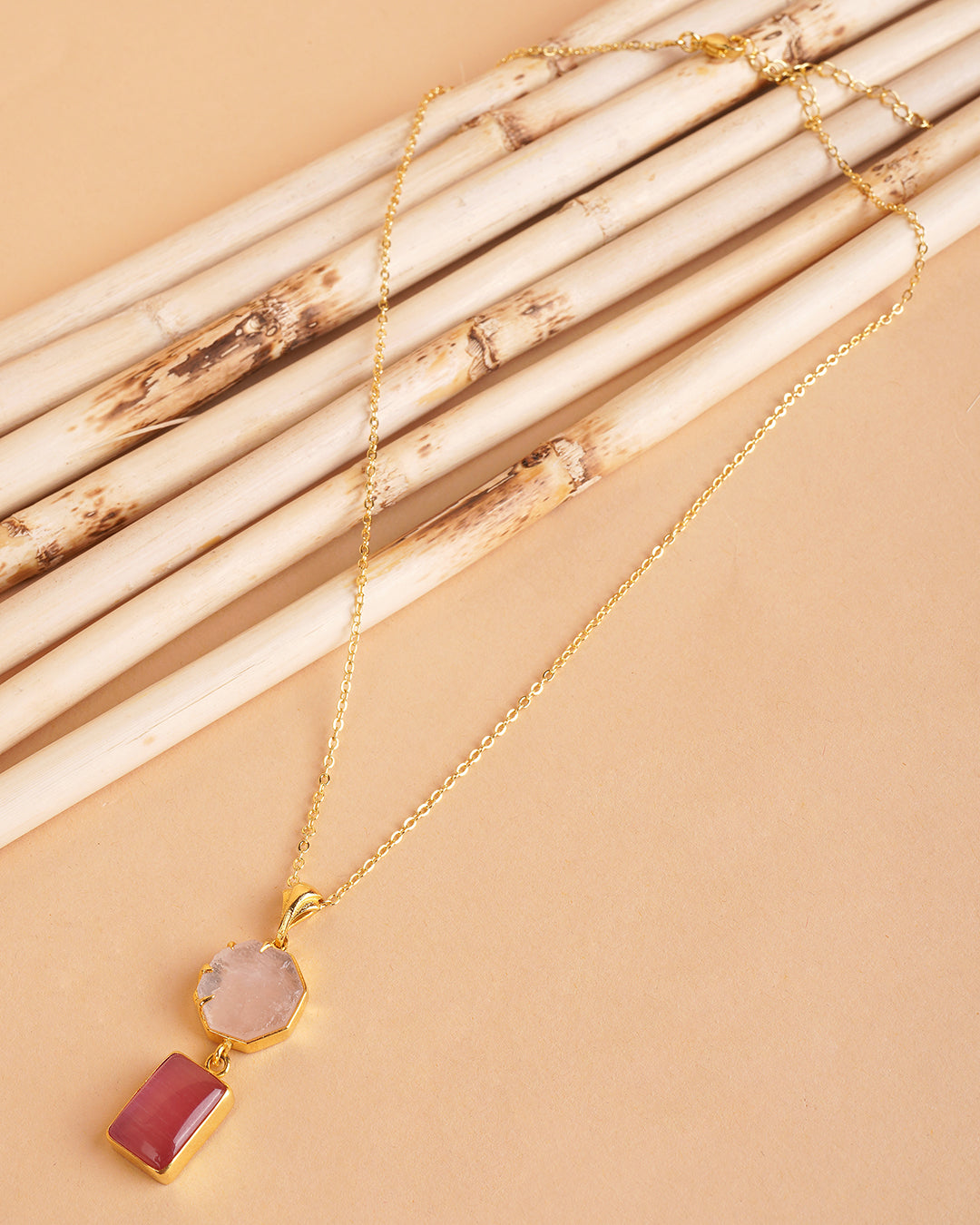 92.5 Sterling Silver Dual Drop Moon Stone pendant Necklace