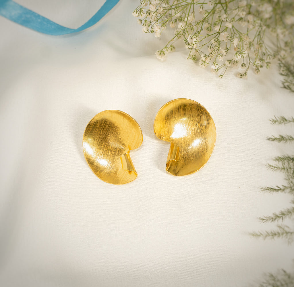 Handcrafted Curvy high gold Earrings
