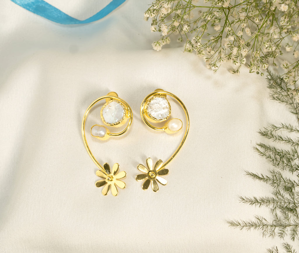 MOP- Stone Spiral Earrings-W