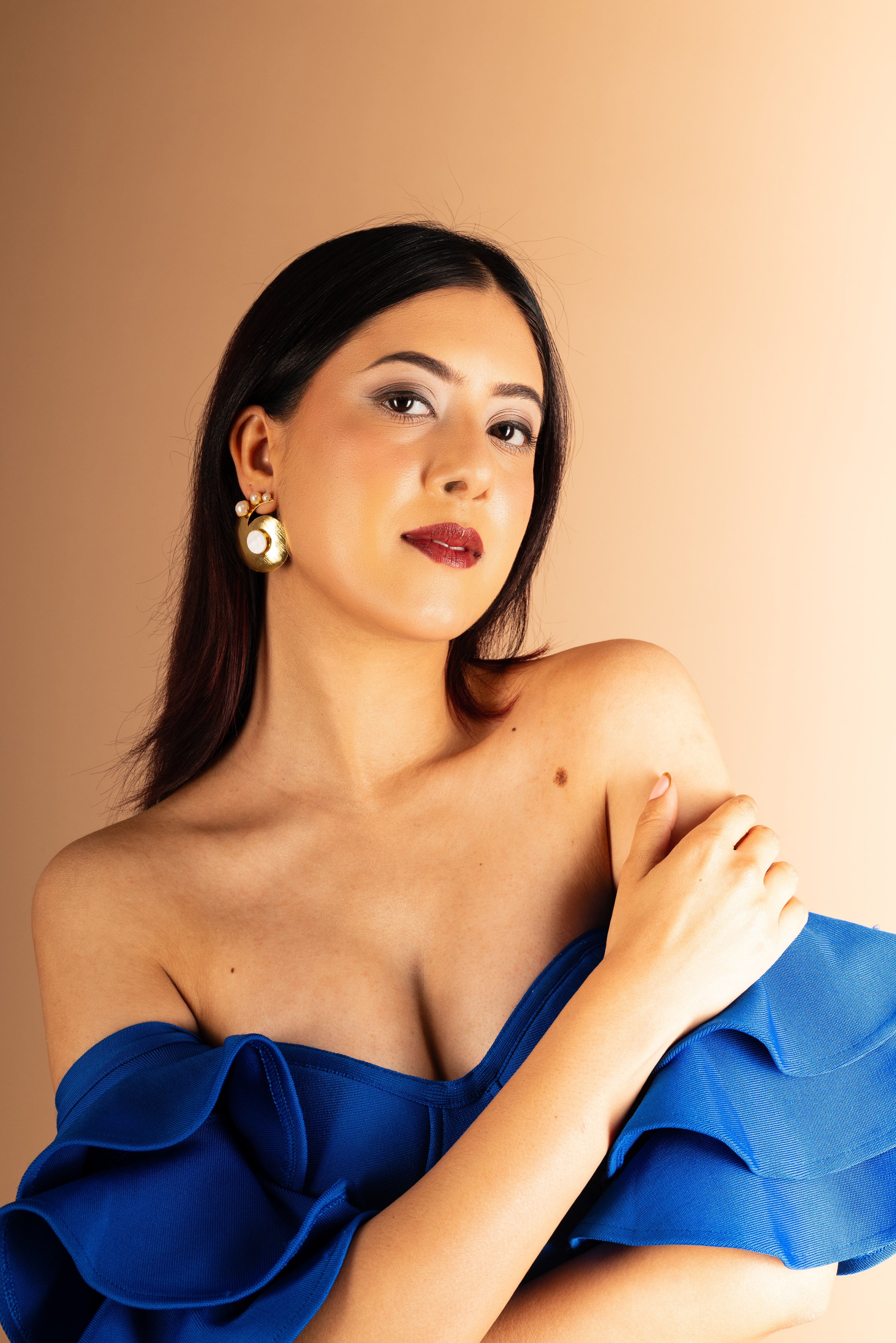 Tri pearl Seashell Earrings-B