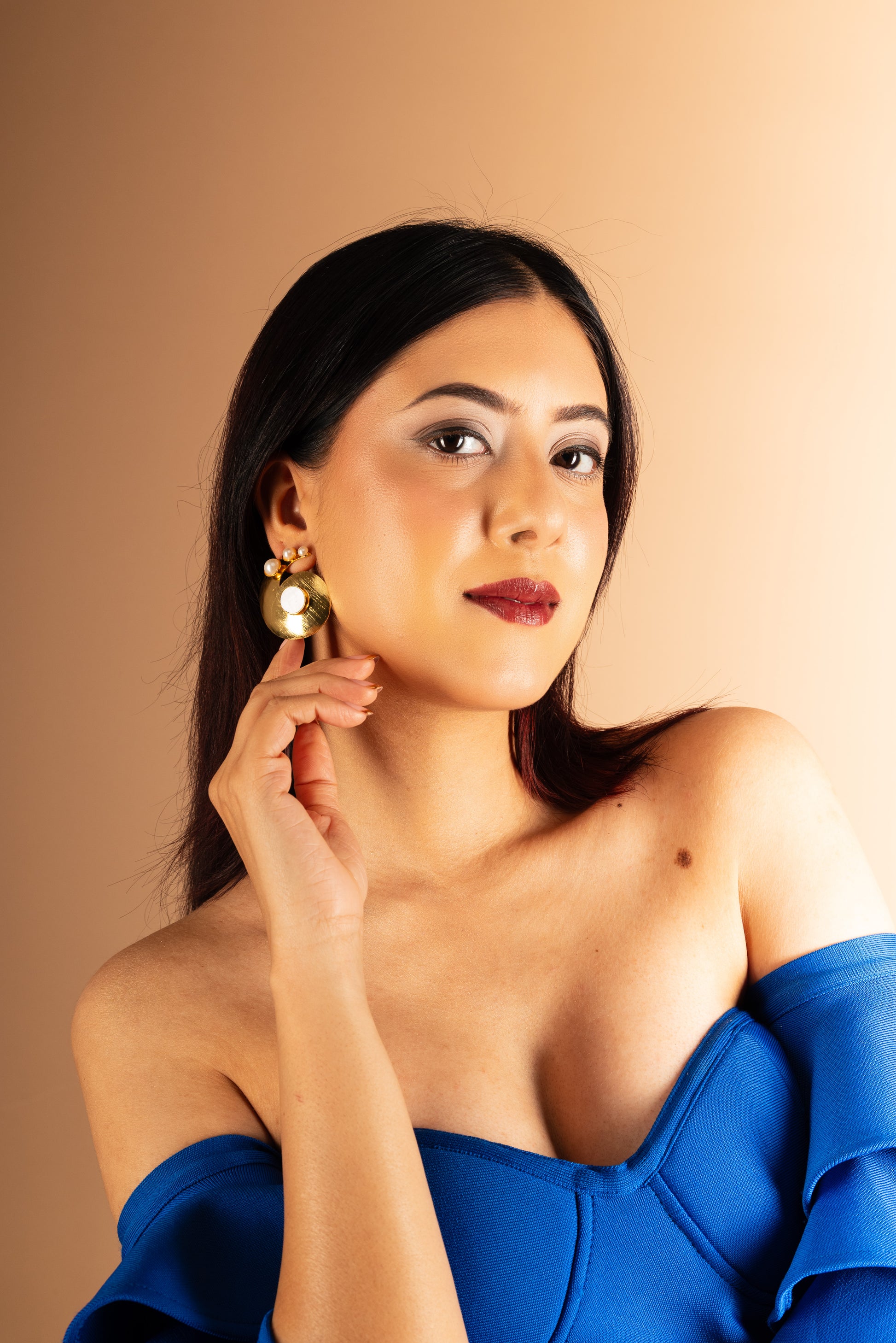 Tri pearl Seashell Earrings-W