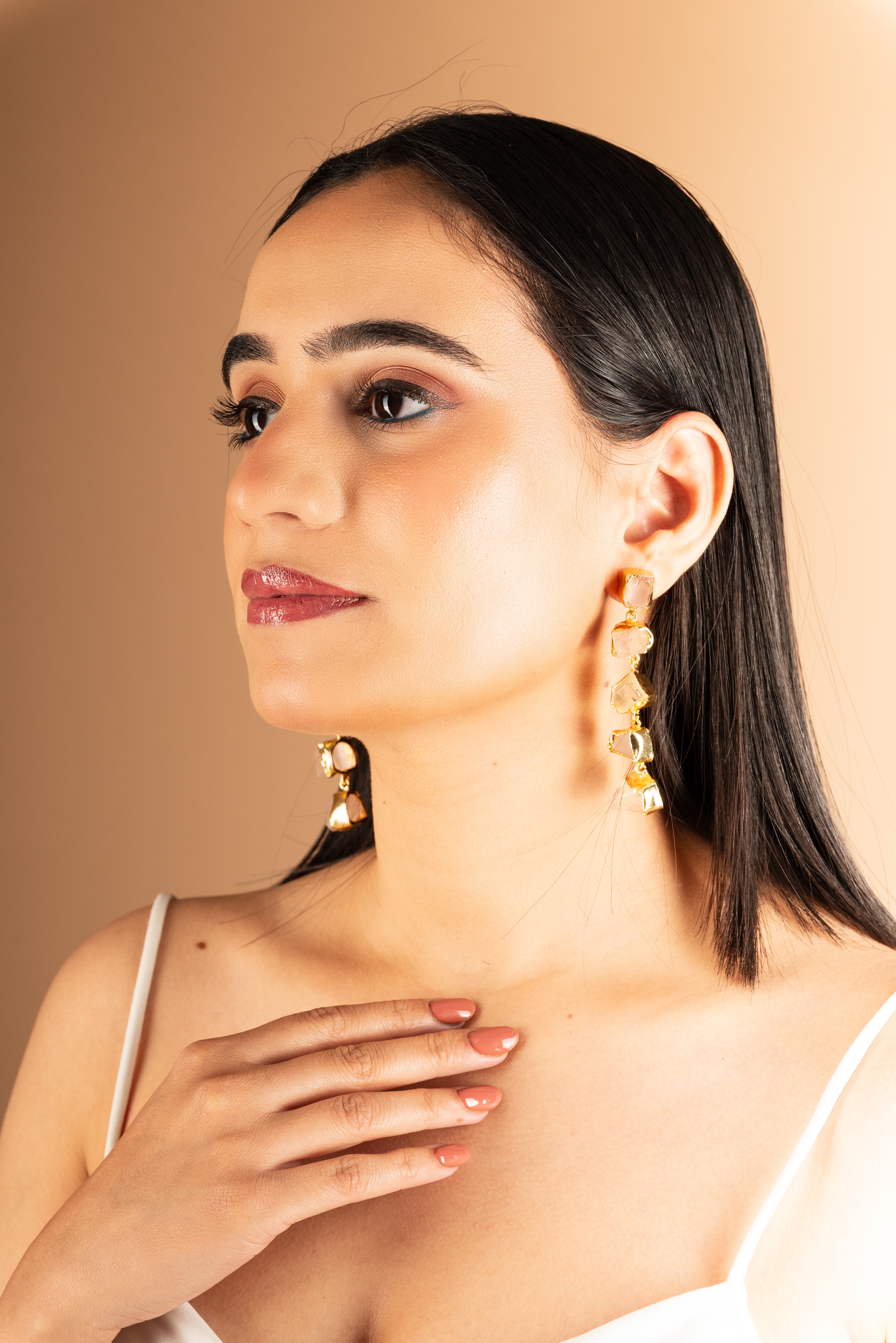 Penta Stone Asymmetric Earrings