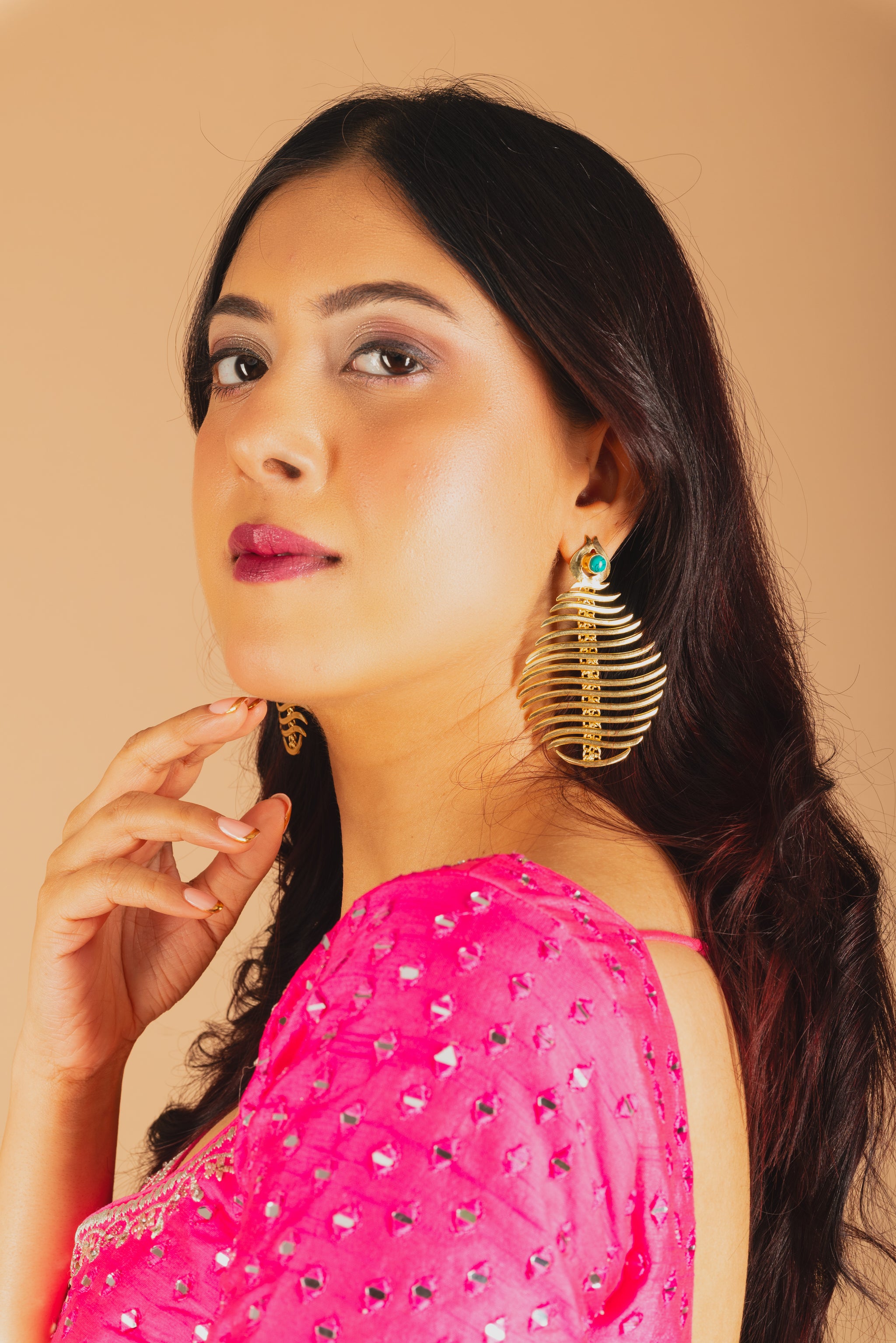 Multi-lined fish Earrings