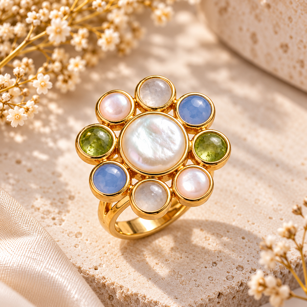 Baroque Pearl Center Stone Ring