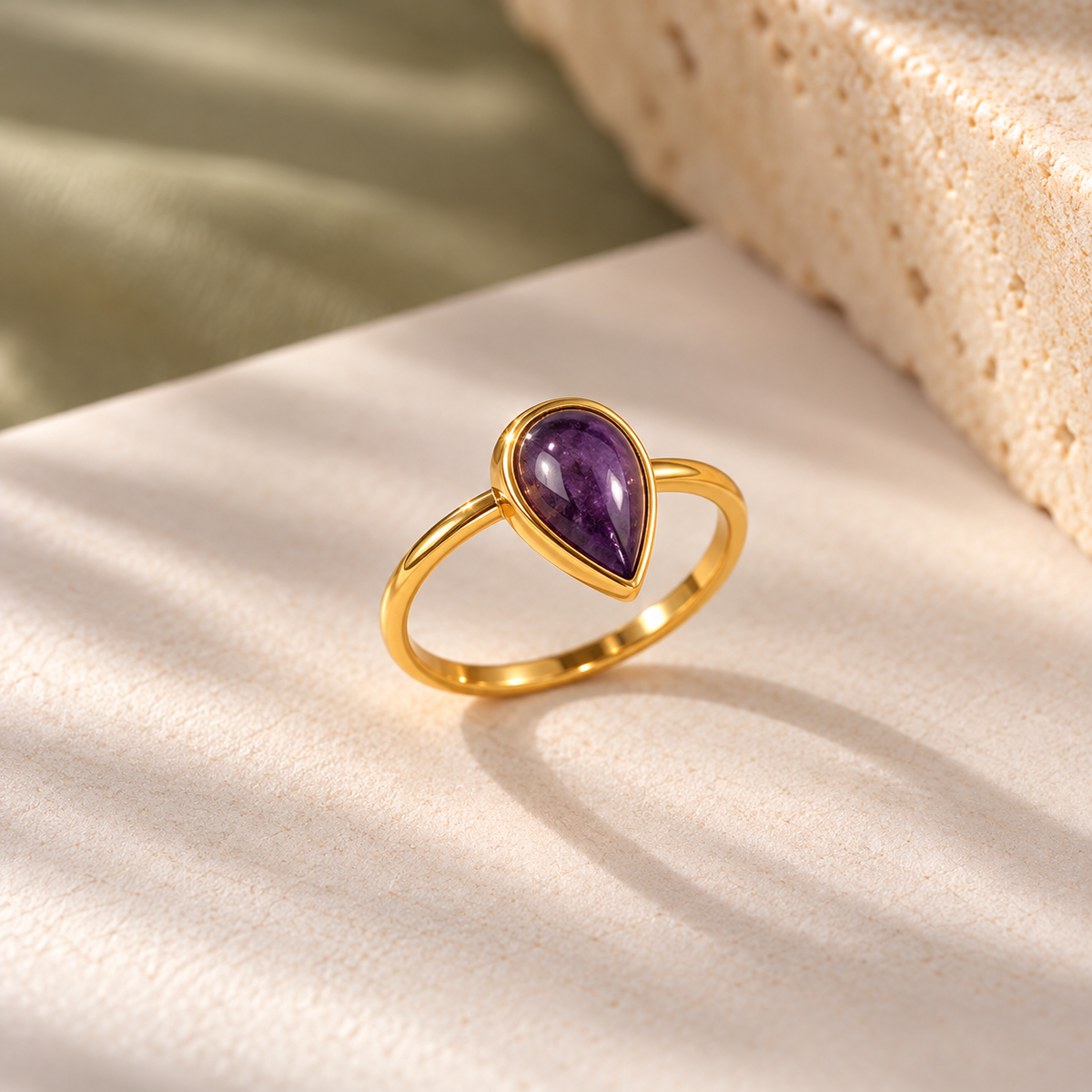 Amethyst Drop Ring
