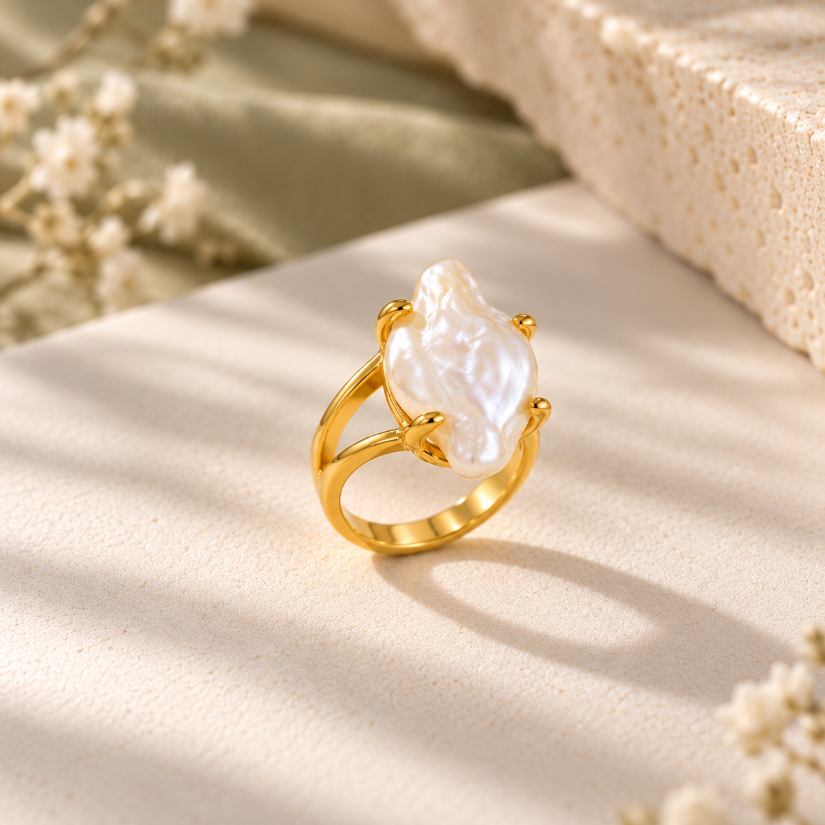 Baroque Pearl Cocktail Ring