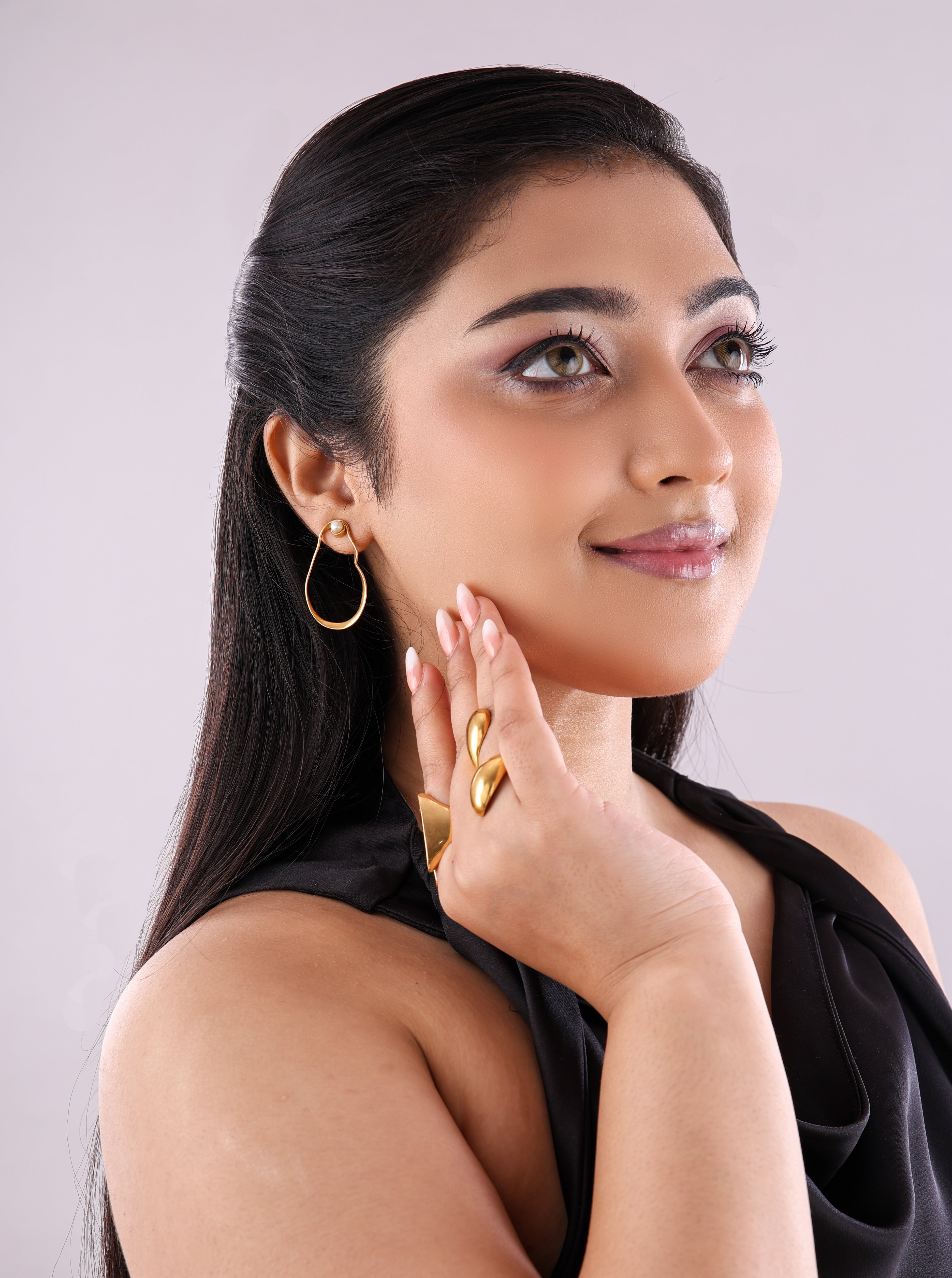 Pearl Studded Pear Earrings