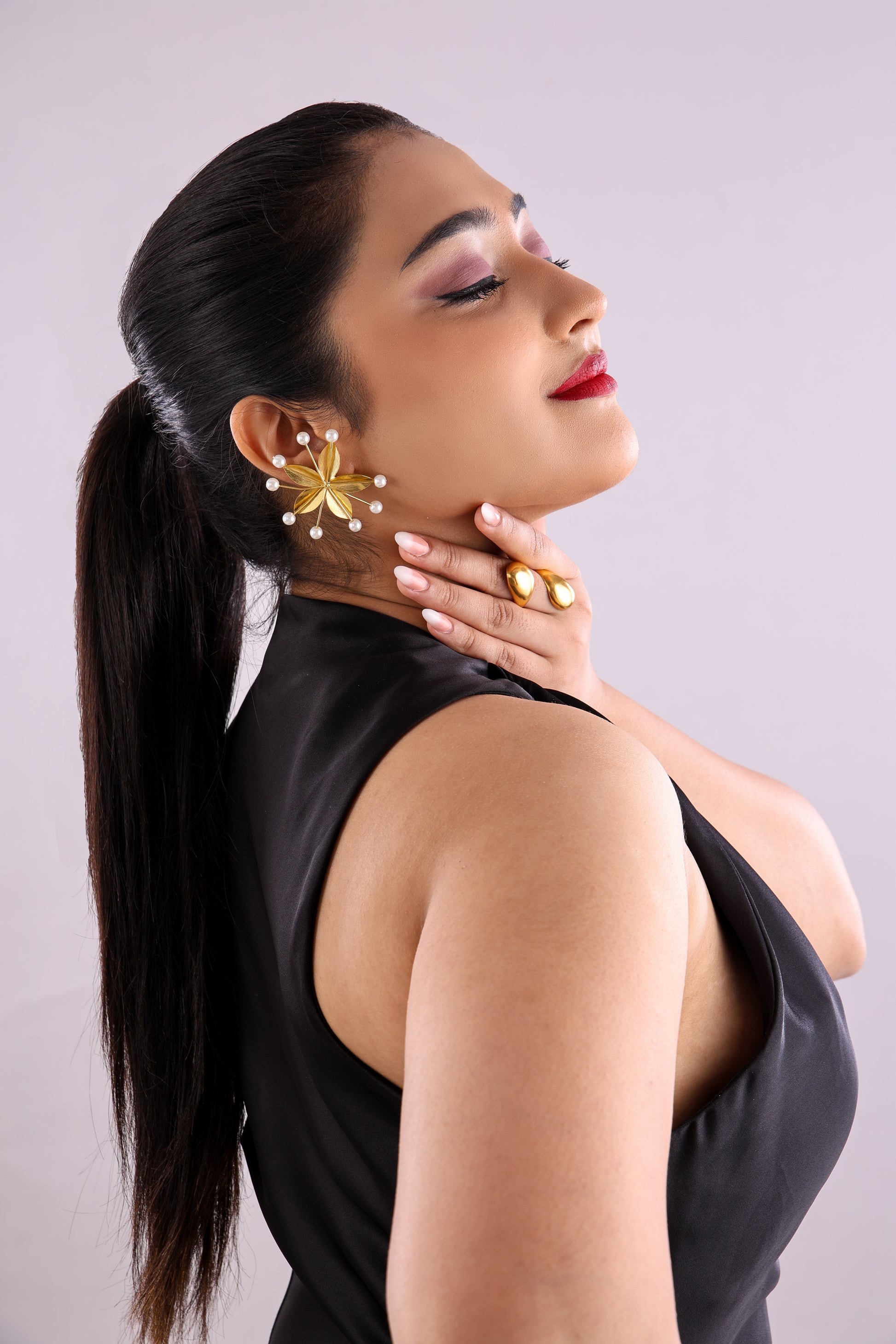 Lustrous Pearl studded Flower Earrings