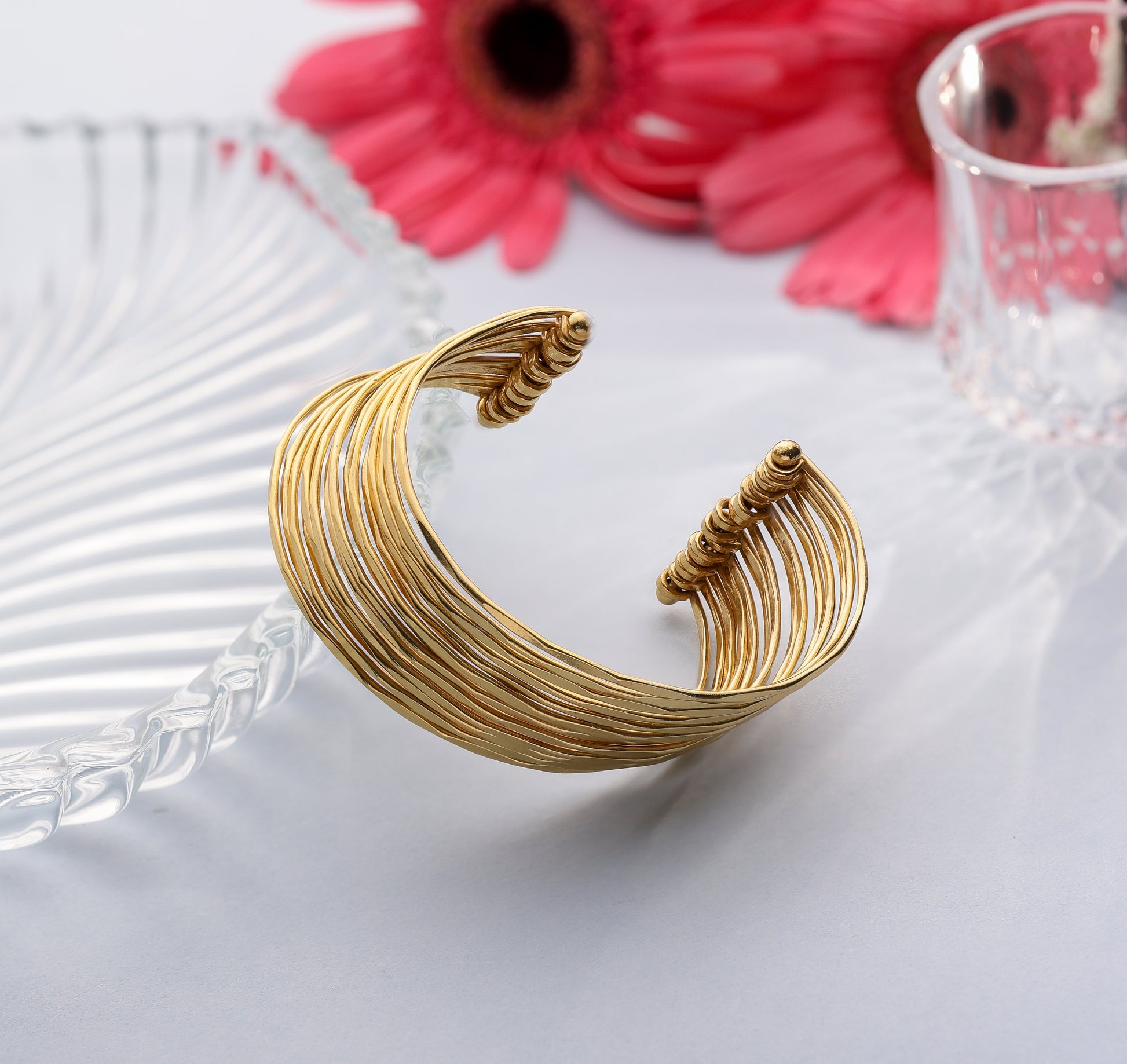 Multi-bangles hammered cuff bracelet