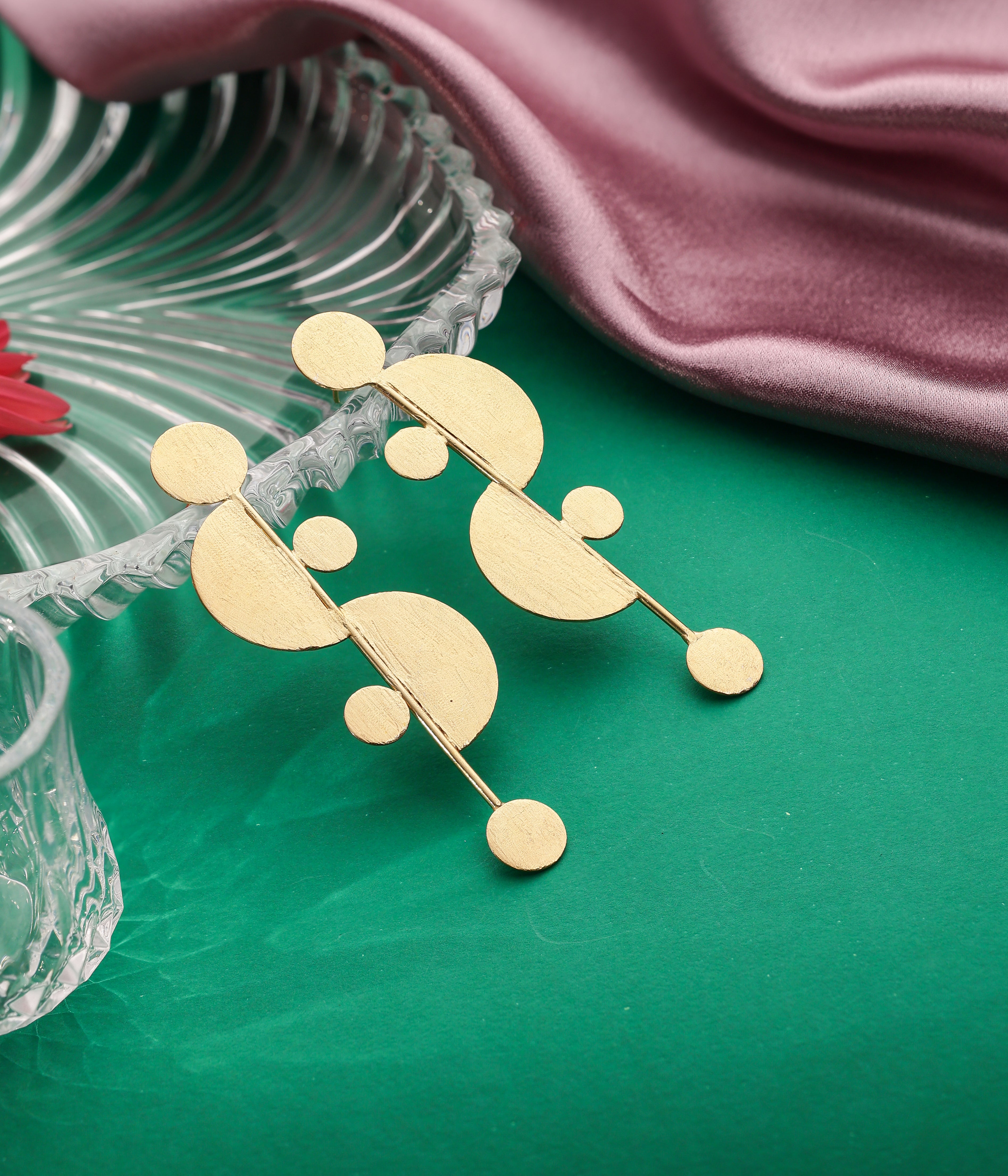 Handcrafted Multi Disc Brass Earrings